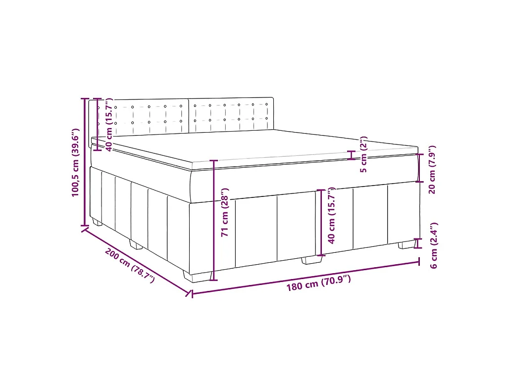 Boxspringbett mit Matratze Dunkelgrau 180x200 cm Stoff