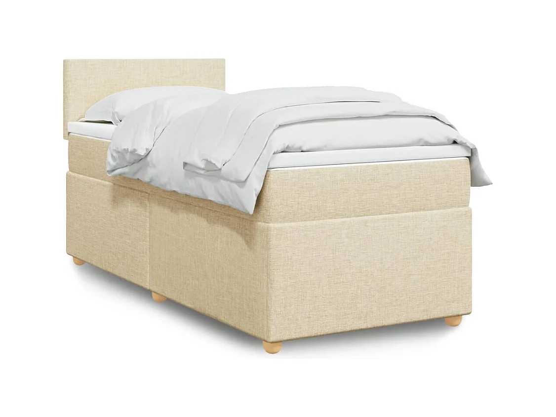 Sommier à lattes de lit avec matelas Crème 90x200 cm Tissu