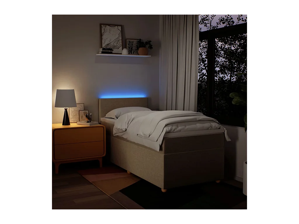 Sommier à lattes de lit avec matelas Crème 90x200 cm Tissu