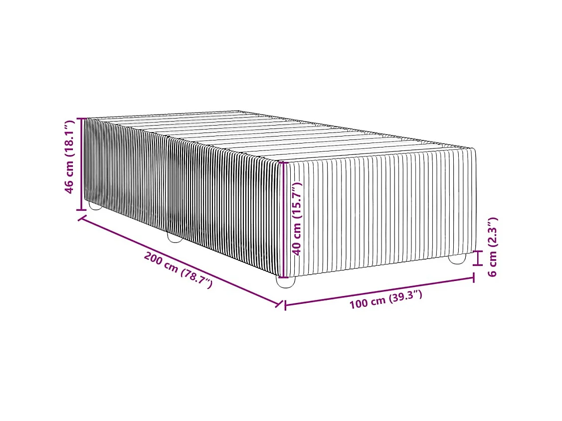 Cadre de lit sans matelas bleu 100x200 cm tissu