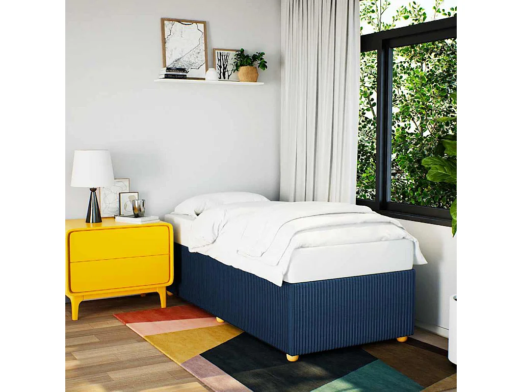 Cadre de lit sans matelas bleu 100x200 cm tissu