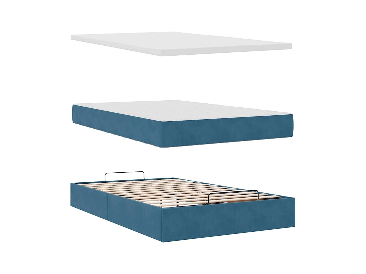 Lit ottoman avec matelas et LED bleu foncé 90x200cm velours