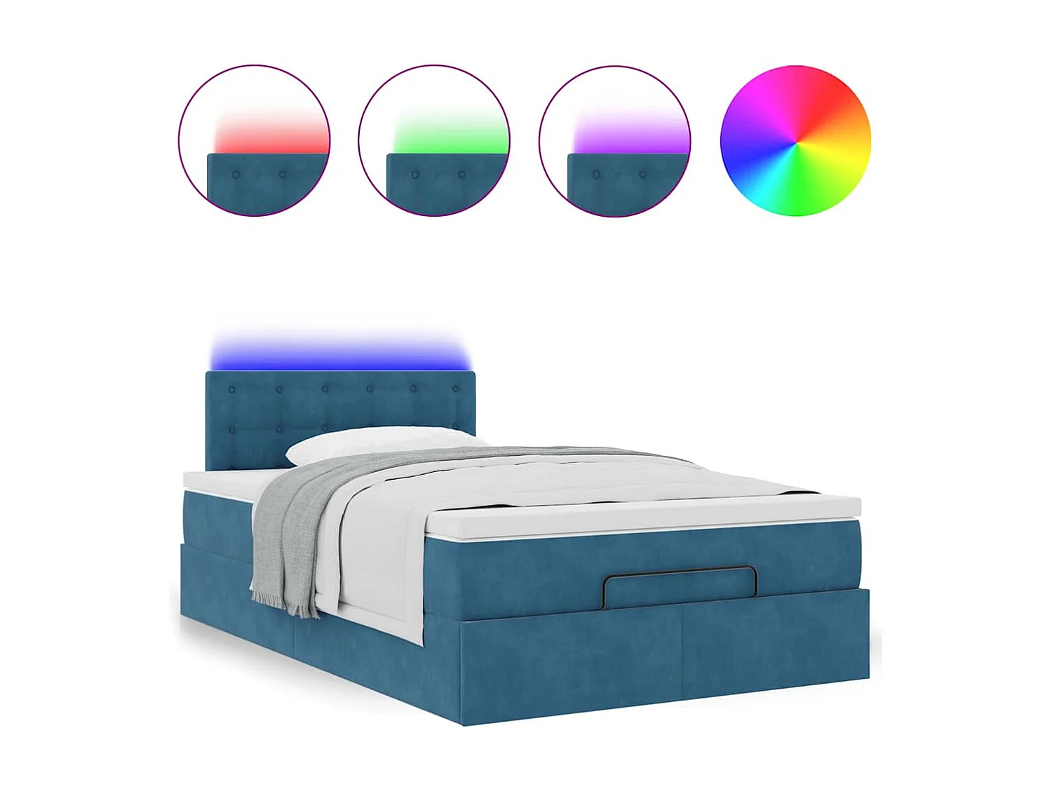Bed poef met matras en LED's 120x190 cm fluweel donkerblauw