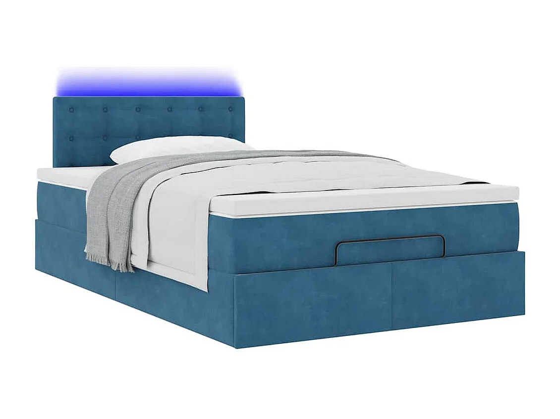 Bed poef met matras en LED's 120x190 cm fluweel donkerblauw
