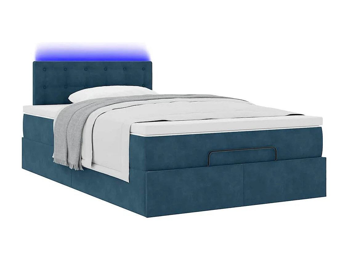 Bed poef met matras en LED's 120x190 cm fluweel donkerblauw