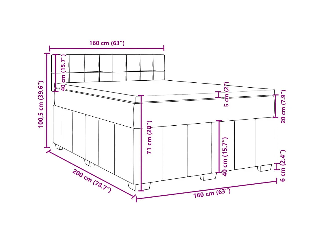 Boxspringbett mit Matratze Schwarz 160x200 cm Stoff