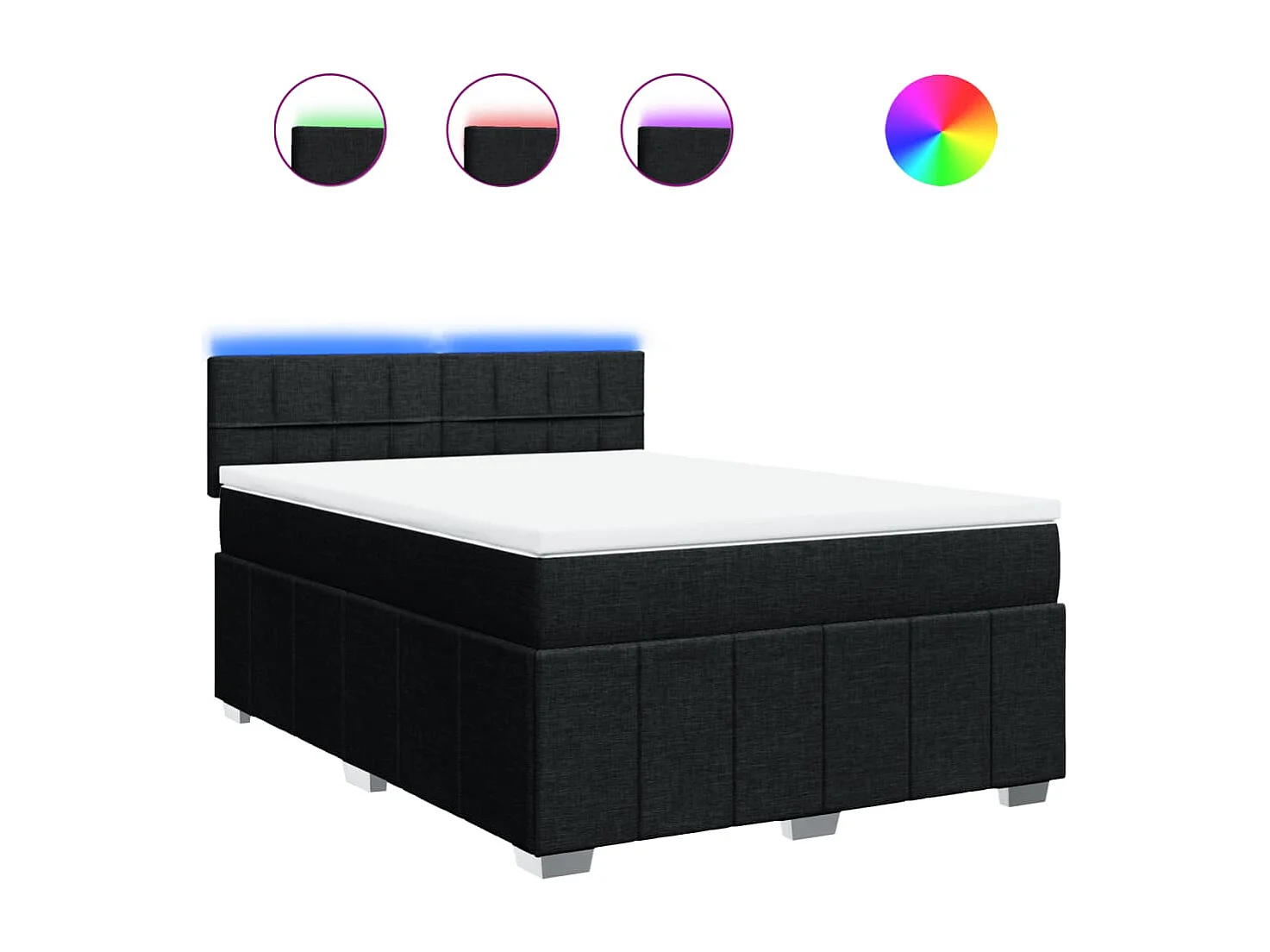 Sommier à lattes de lit avec matelas Noir 160x200 cm Tissu