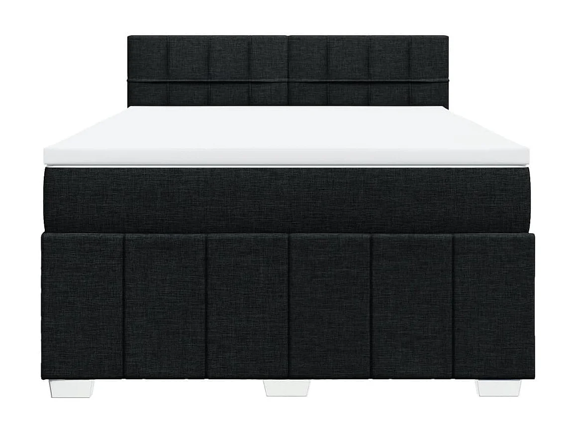 Sommier à lattes de lit avec matelas Noir 160x200 cm Tissu
