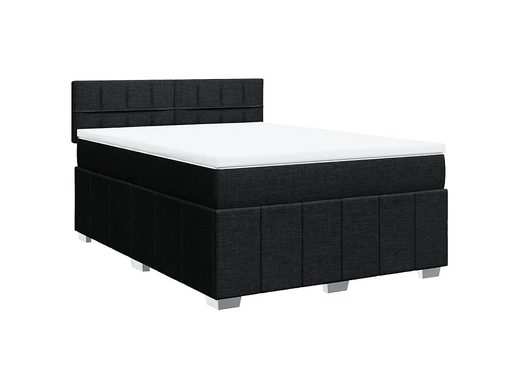Boxspring met matras stof zwart 160x200 cm