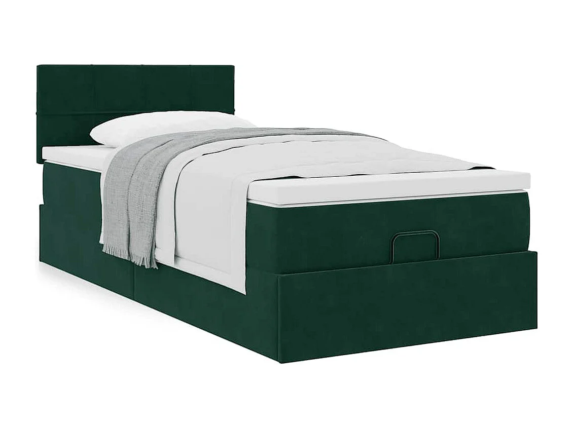 Ottoman bed met matras 90x200cm fluweel donkergroen