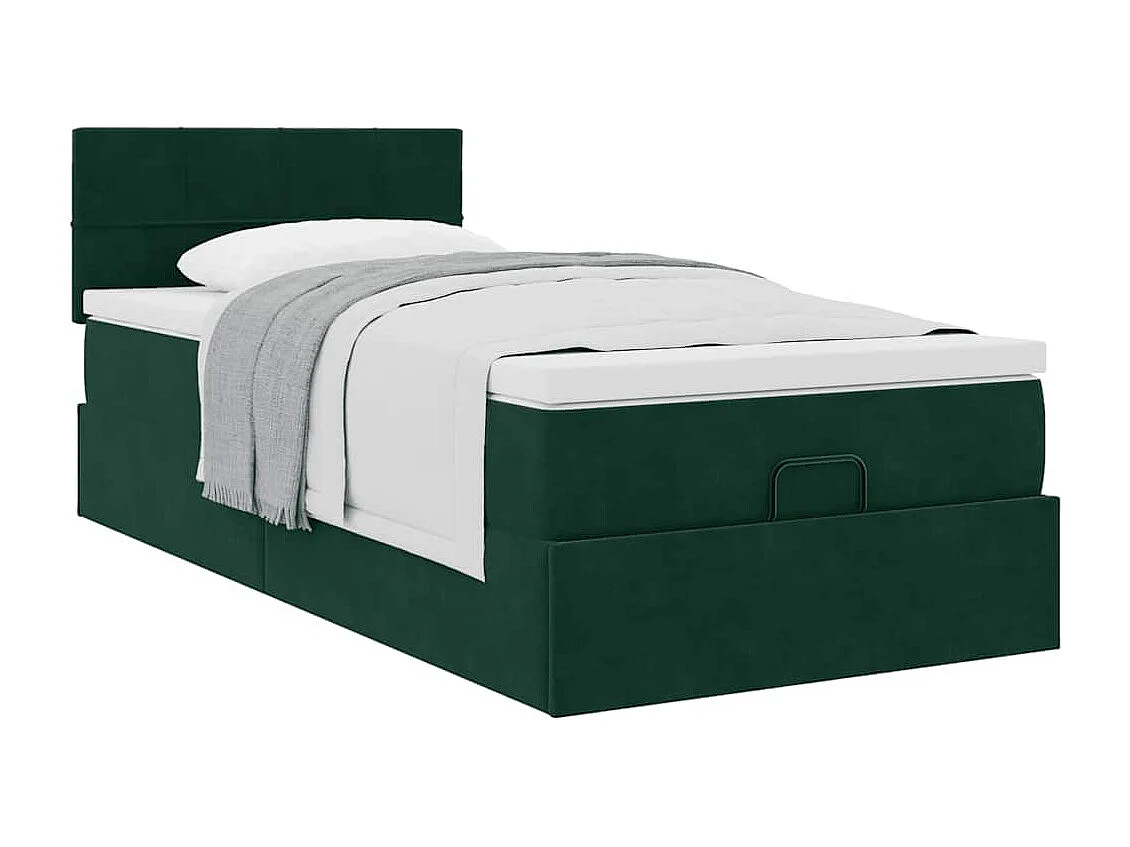 Ottoman bed met matras 90x200cm fluweel donkergroen
