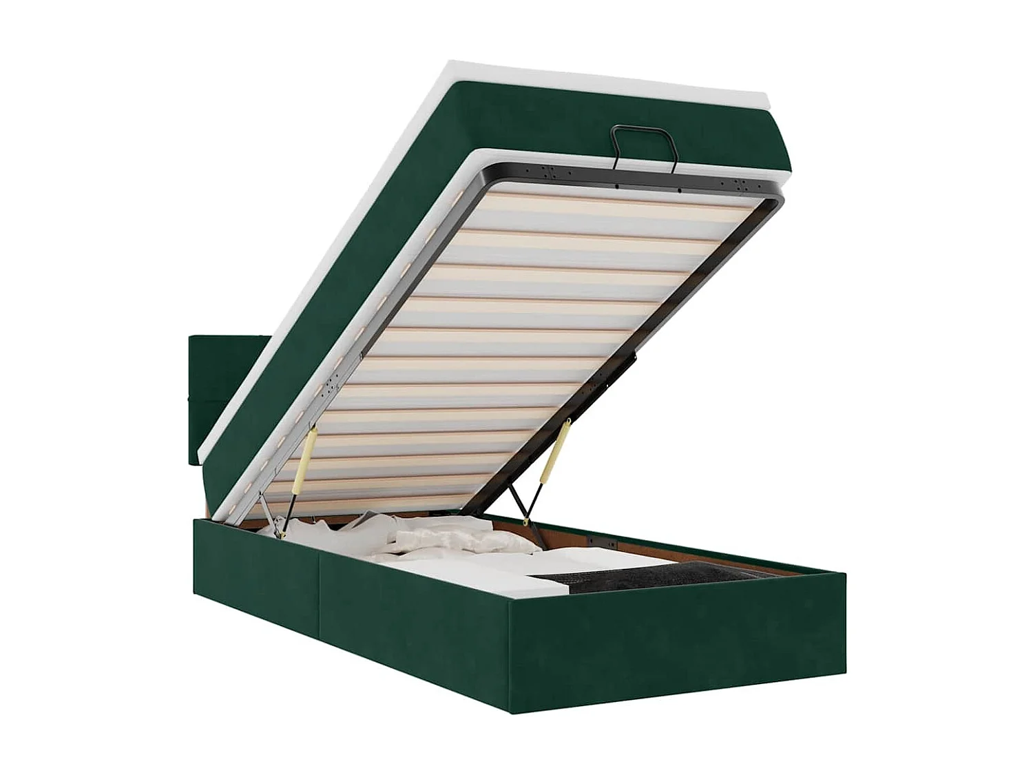 Ottoman bed met matras 90x200cm fluweel donkergroen
