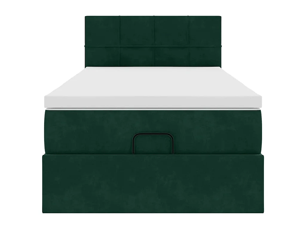 Estructura de cama otomana con colchón terciopelo verde oscuro