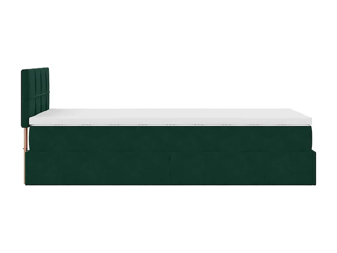 Estructura de cama otomana con colchón terciopelo verde oscuro