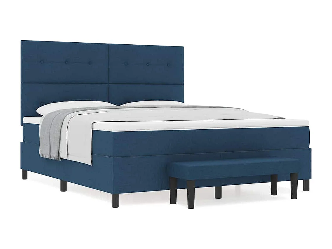 Lit à ressorts avec matelas Bleu 180 x 200 cm tissu