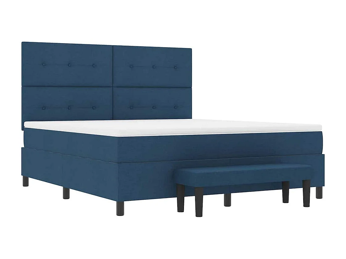 Lit à ressorts avec matelas Bleu 180 x 200 cm tissu