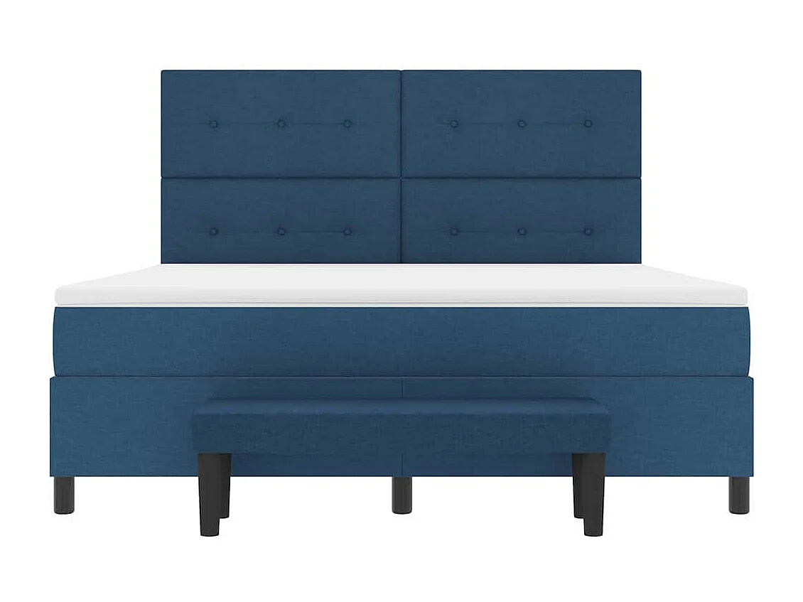Lit à ressorts avec matelas Bleu 180 x 200 cm tissu