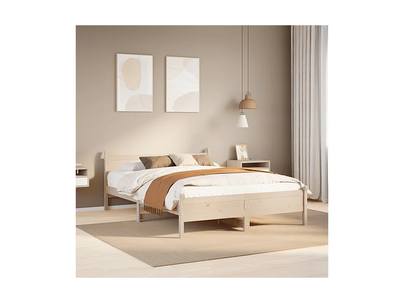 Bedframe zonder matras massief grenenhout 140x190 cm