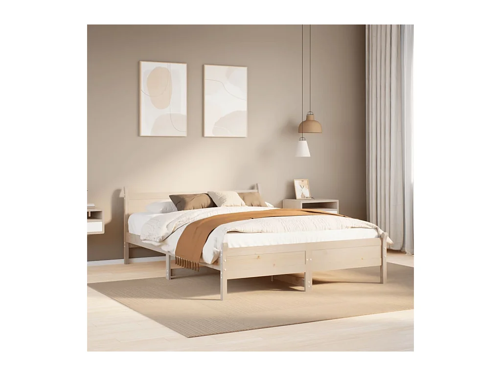 Bedframe zonder matras massief grenenhout 140x190 cm