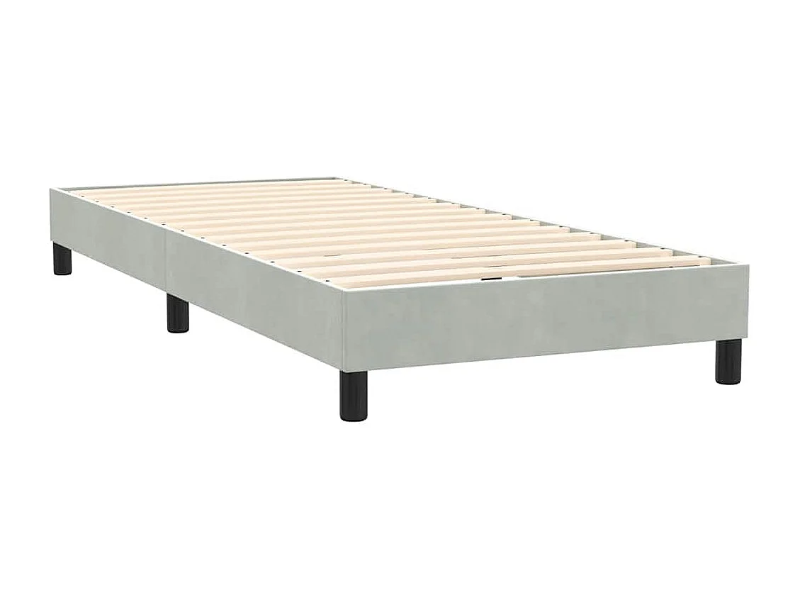 Cama box spring con colchón terciopelo gris claro 90x220 cm