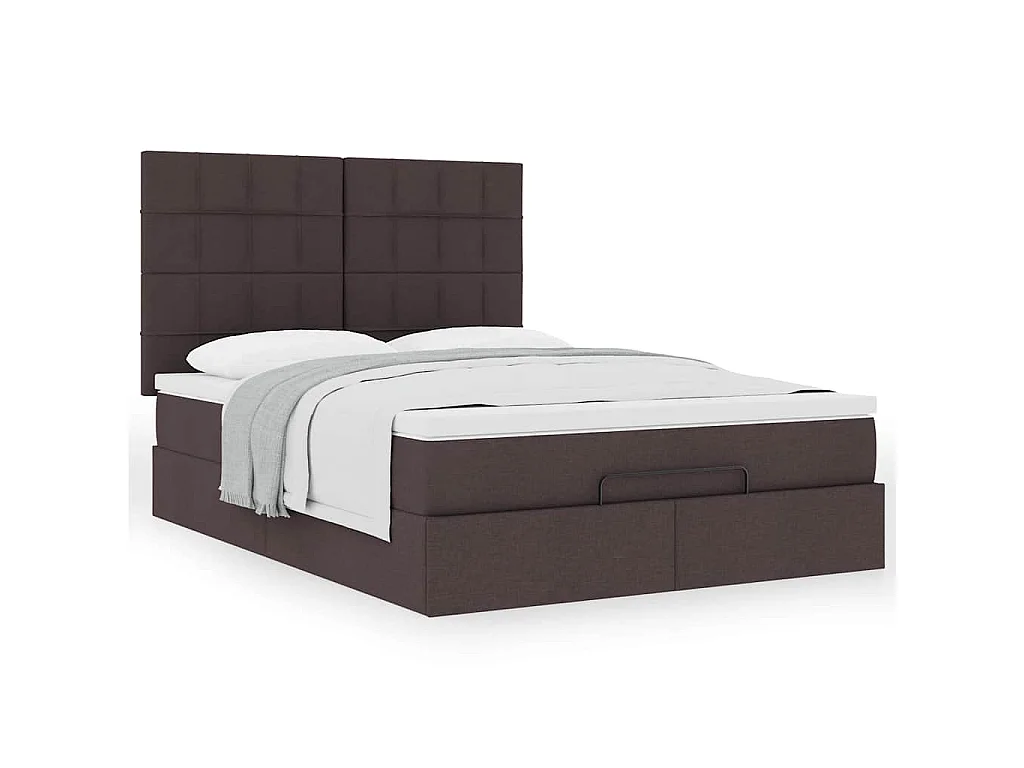 Estructura cama otomana colchón tela marrón oscuro 140x200cm