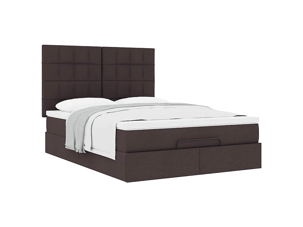 Estructura cama otomana colchón tela marrón oscuro 140x200cm