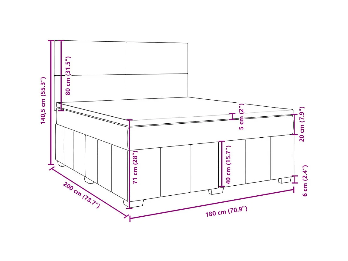 Sommier à lattes de lit avec matelas Taupe 180x200 cm Tissu