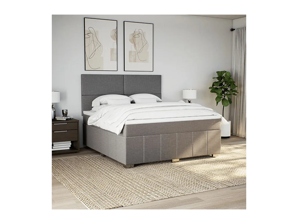 Sommier à lattes de lit avec matelas Taupe 180x200 cm Tissu