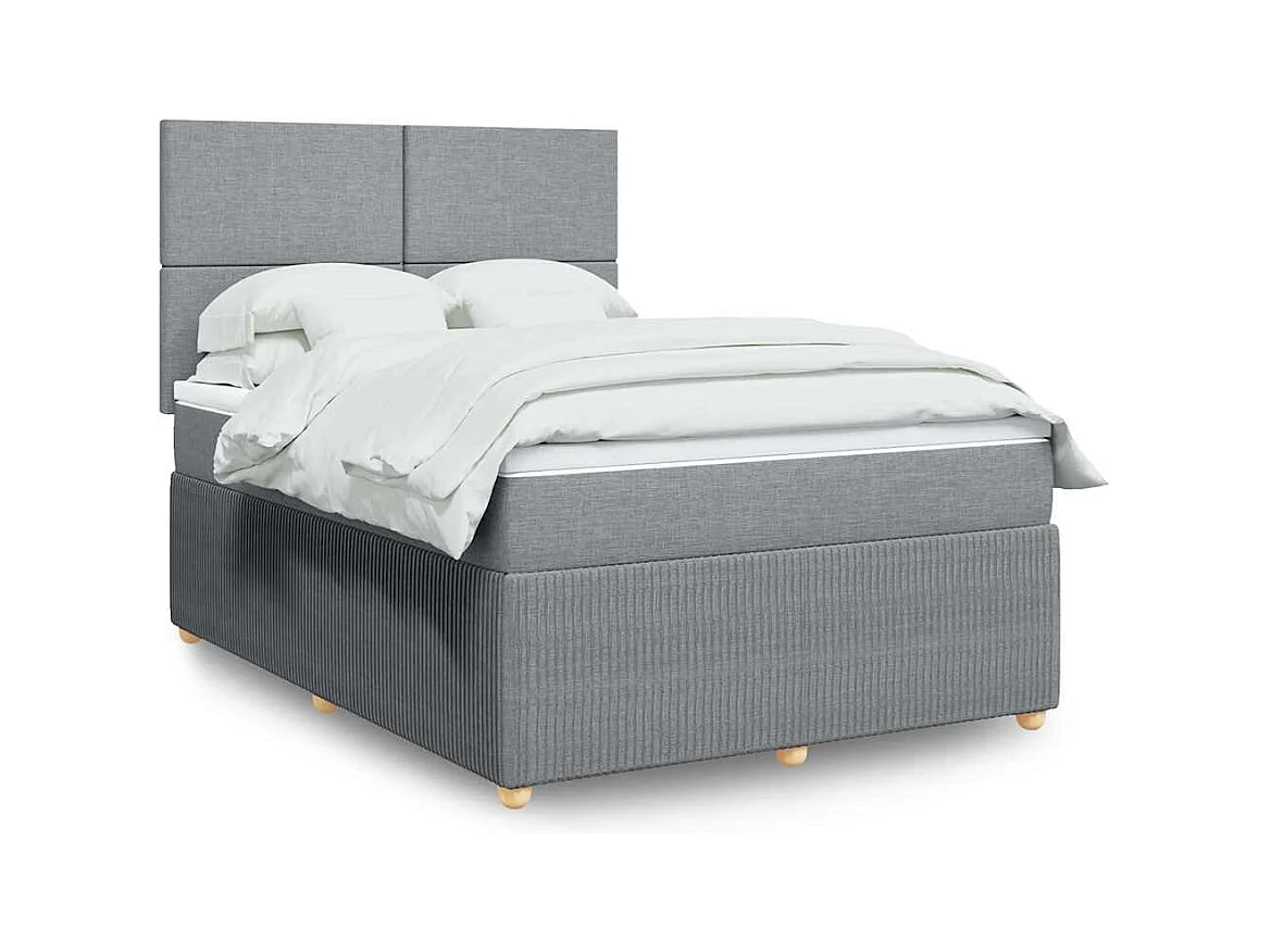 Sommier à lattes de lit avec matelas Gris clair 140x190cm Tissu