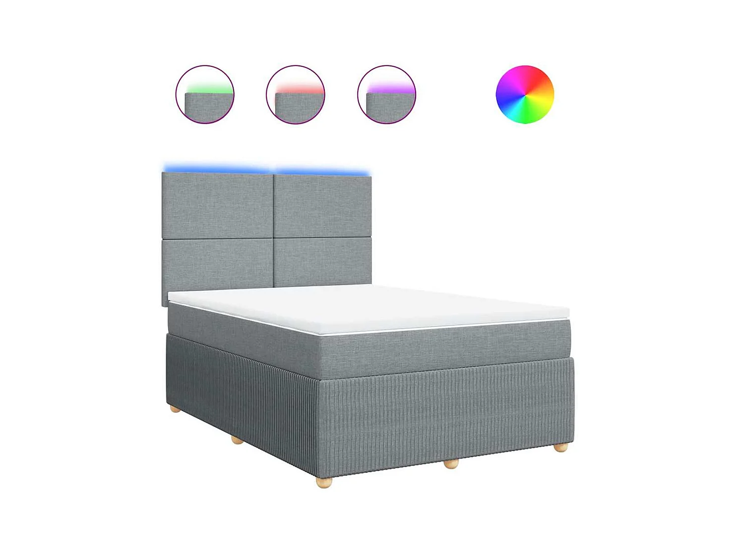 Sommier à lattes de lit avec matelas Gris clair 140x190cm Tissu