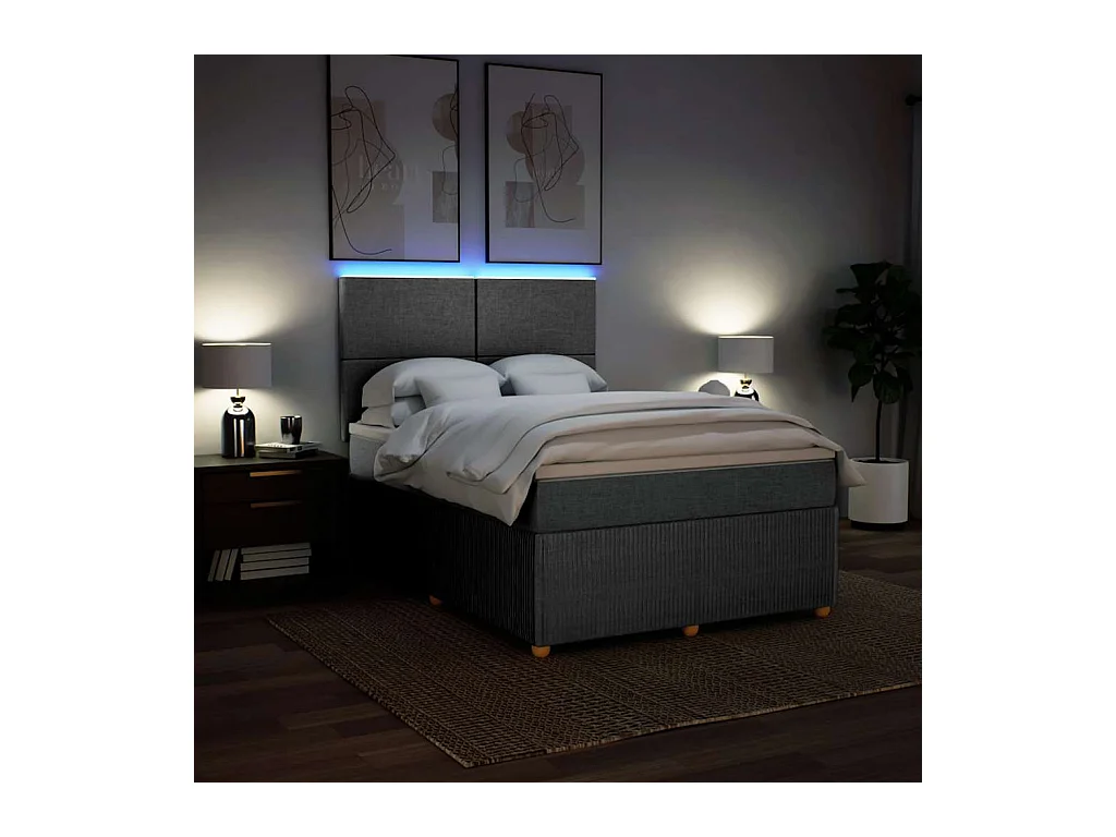 Sommier à lattes de lit avec matelas Gris clair 140x190cm Tissu