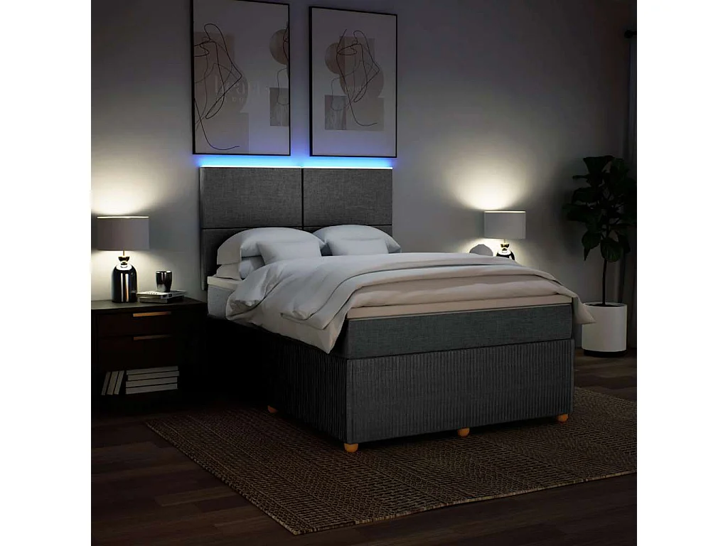 Cama com molas/colchão 140x190 cm tecido cinzento-claro