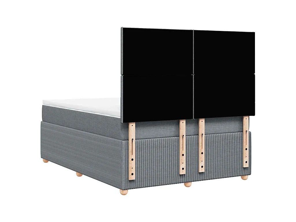 Giroletto a Molle con Materasso Grigio Chiaro 140x190cm Tessuto