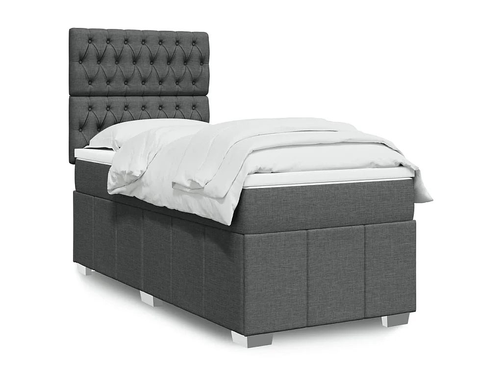 Giroletto a Molle con Materasso Grigio Scuro 90x190 cm Tessuto