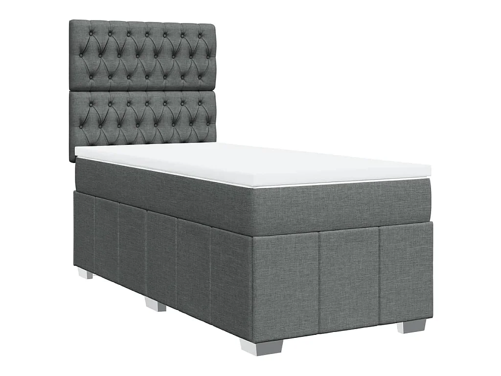 Giroletto a Molle con Materasso Grigio Scuro 90x190 cm Tessuto
