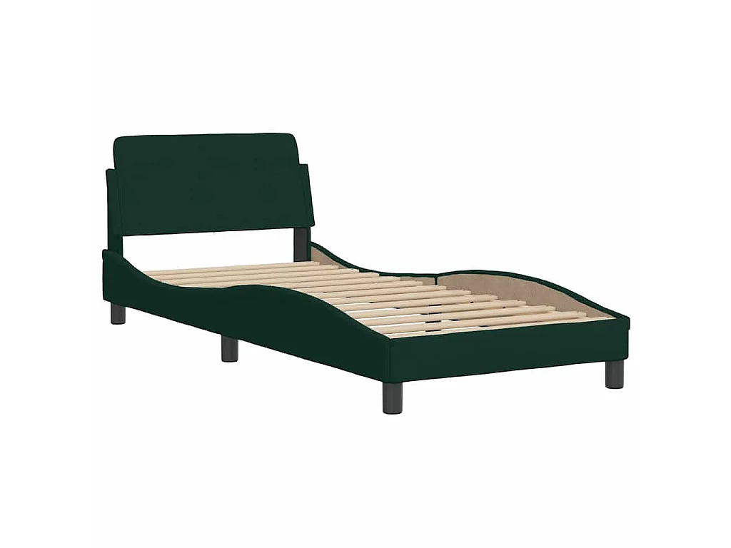 Bed met matras "Hanko" fluweel donkergroen 90x190 cm
