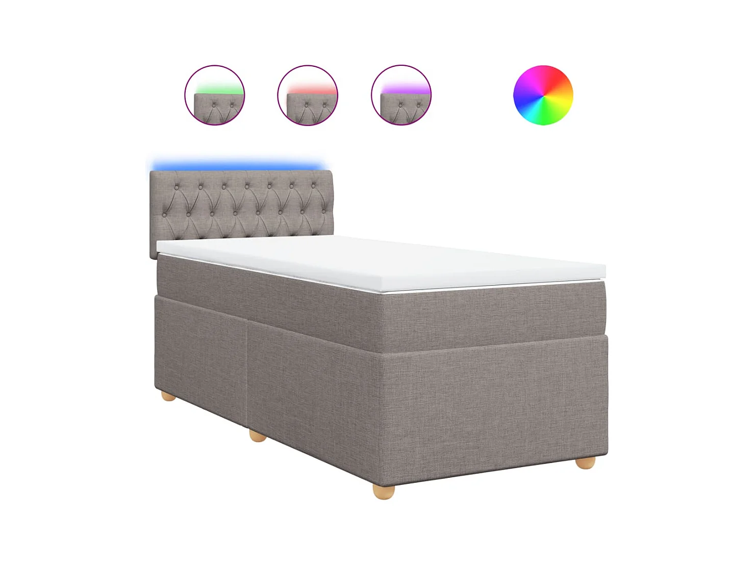 Boxspringbett mit Matratze Taupe 100x200 cm Stoff