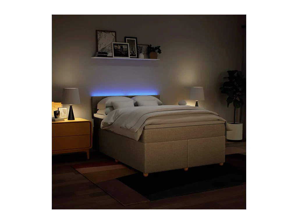 Sommier à lattes de lit avec matelas Crème 140x200 cm Tissu