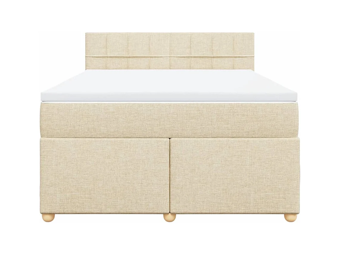 Sommier à lattes de lit avec matelas Crème 140x200 cm Tissu