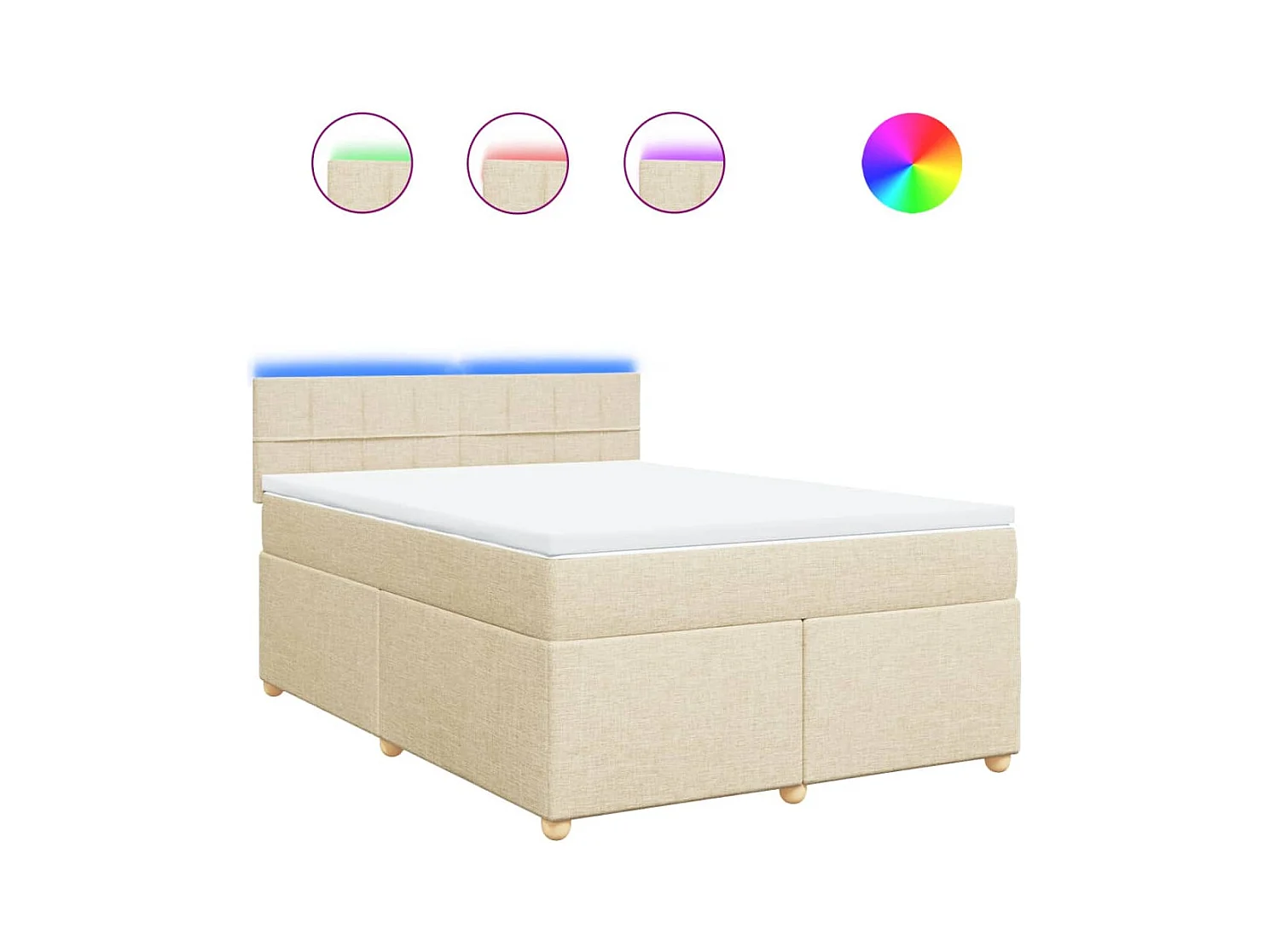 Giroletto a Molle con Materasso Crema 140x200 cm in Tessuto