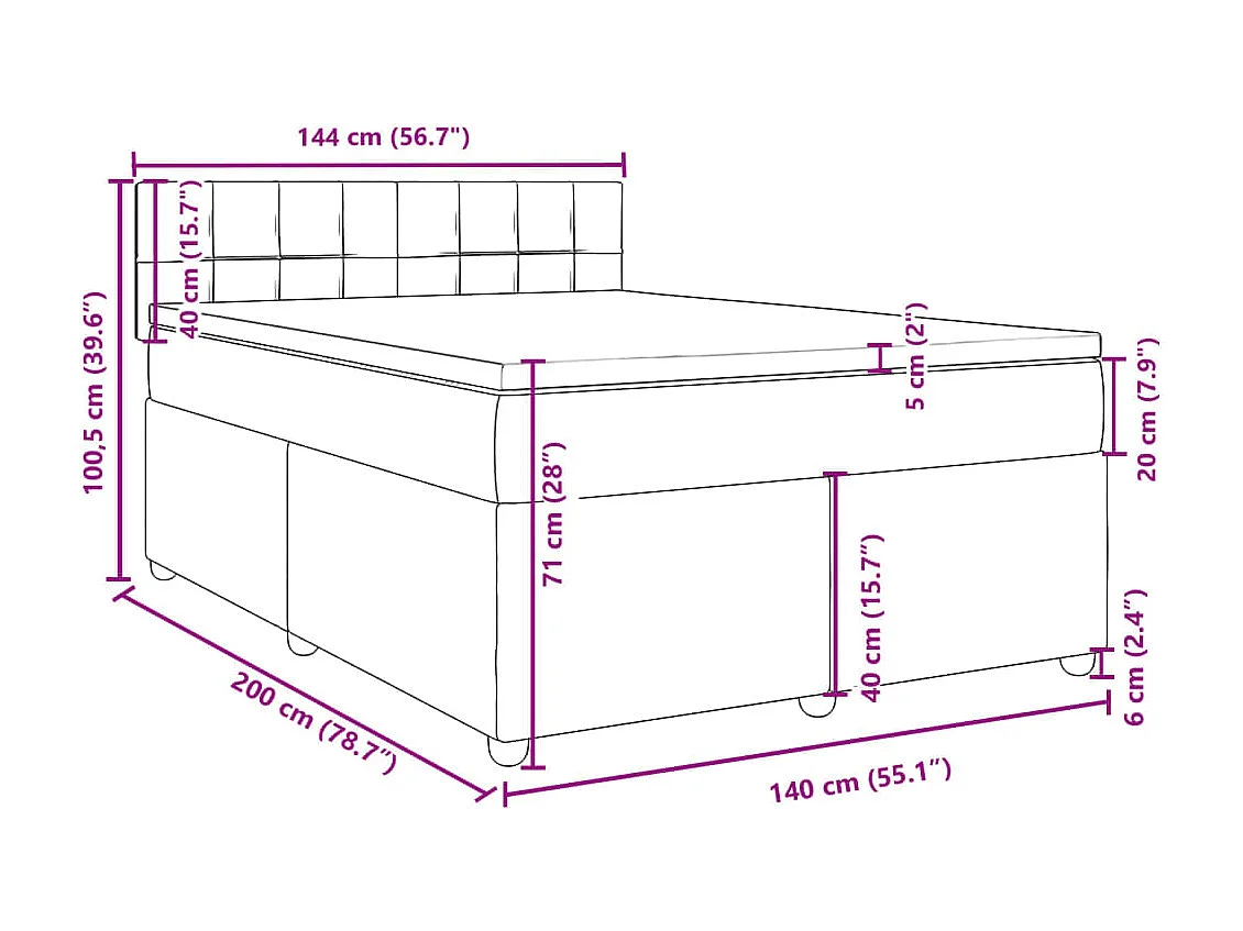 Boxspring met matras stof crèmekleurig 140x200 cm