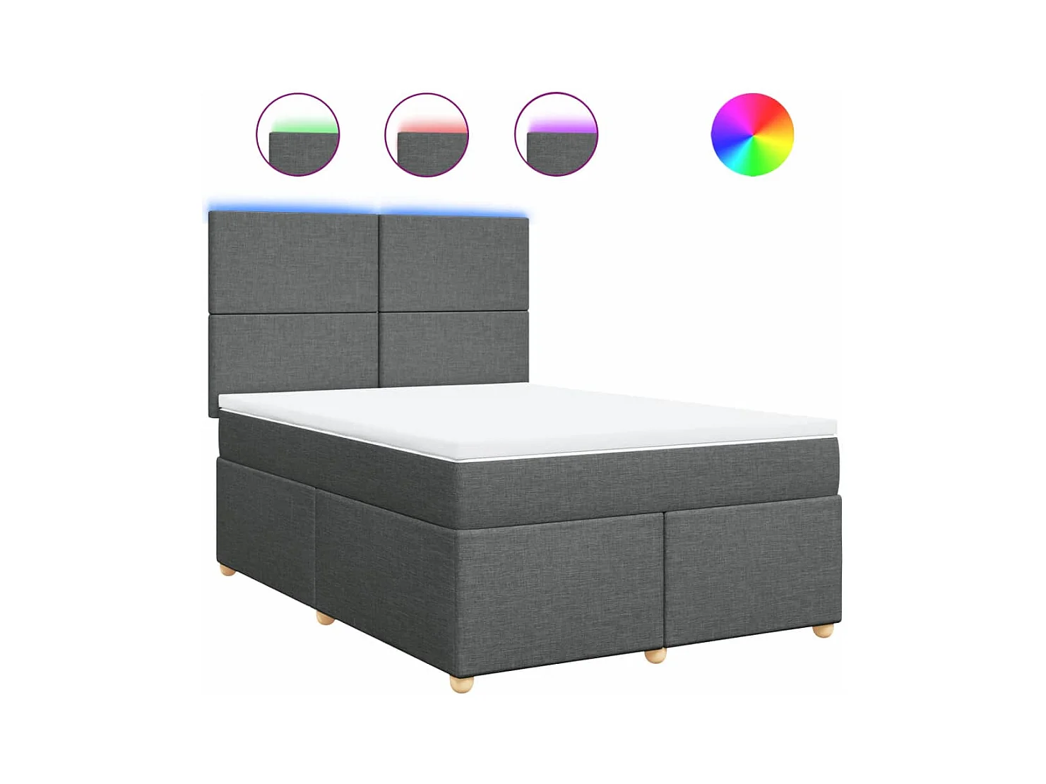 Boxspring met matras stof donkergrijs 160x200 cm