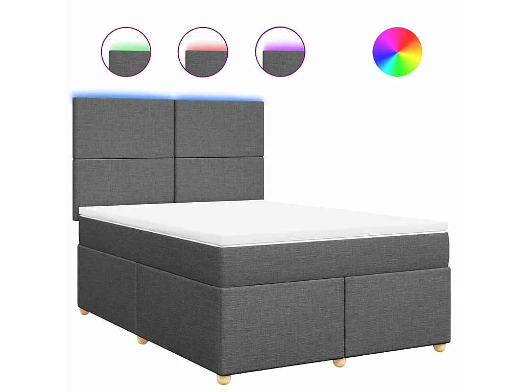 Boxspring met matras stof donkergrijs 160x200 cm