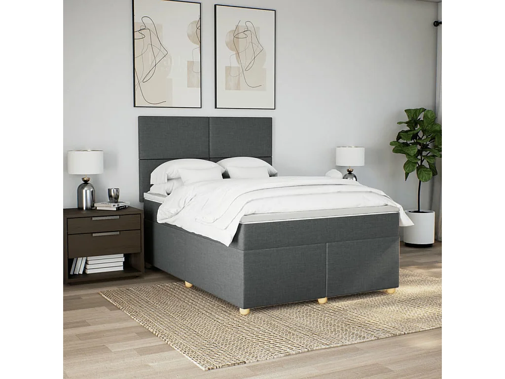 Boxspring met matras stof donkergrijs 160x200 cm