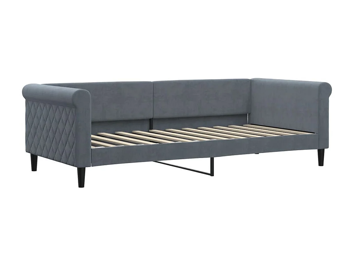 Sofá-cama c/ gavetão e colchões 90x200cm veludo cinzento-escuro