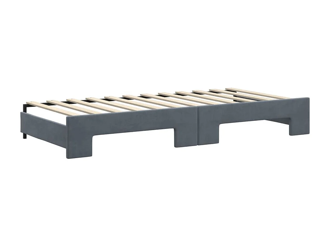 Sofá-cama c/ gavetão e colchões 90x200cm veludo cinzento-escuro