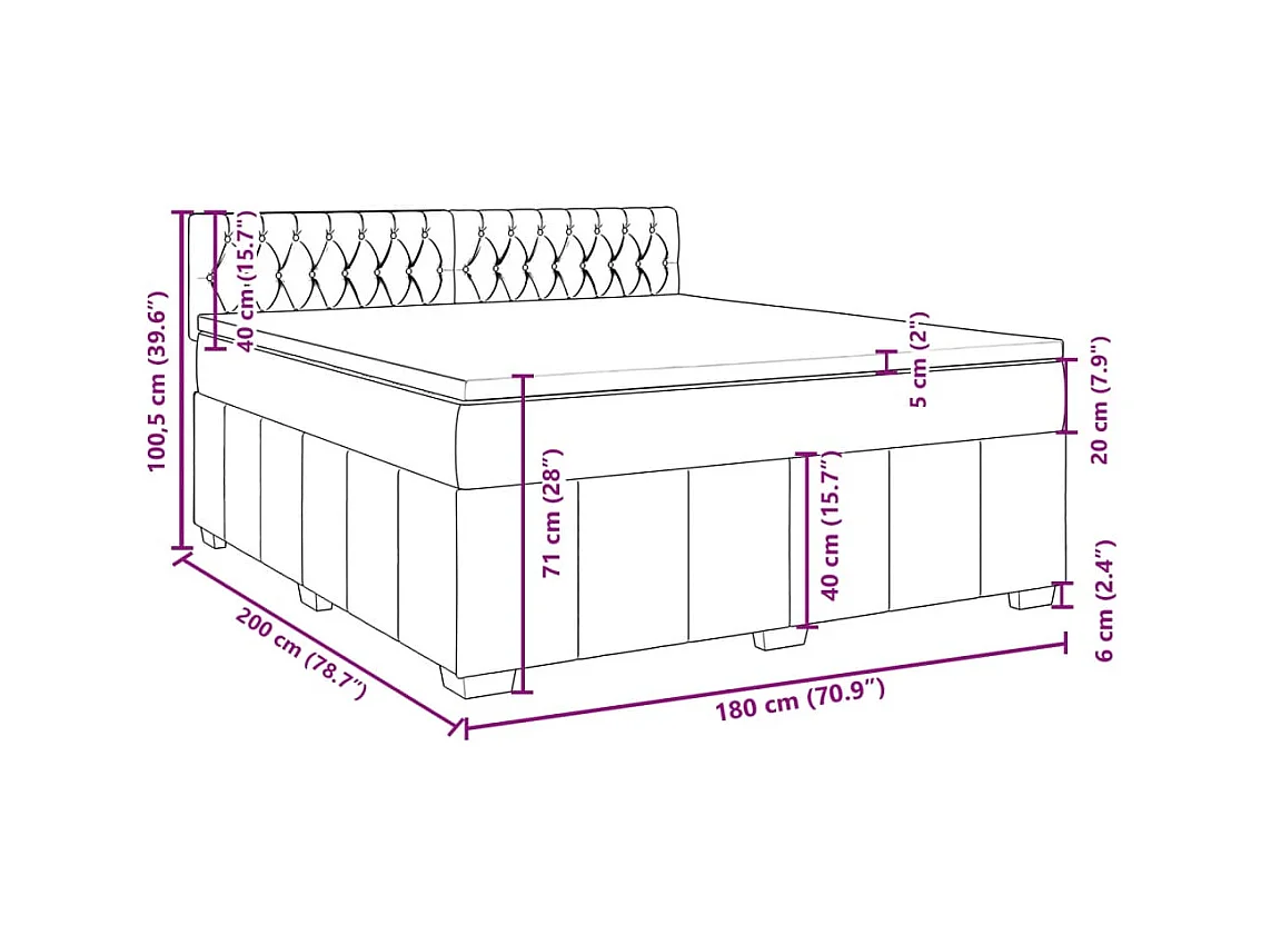 Boxspring met matras stof zwart 180x200 cm