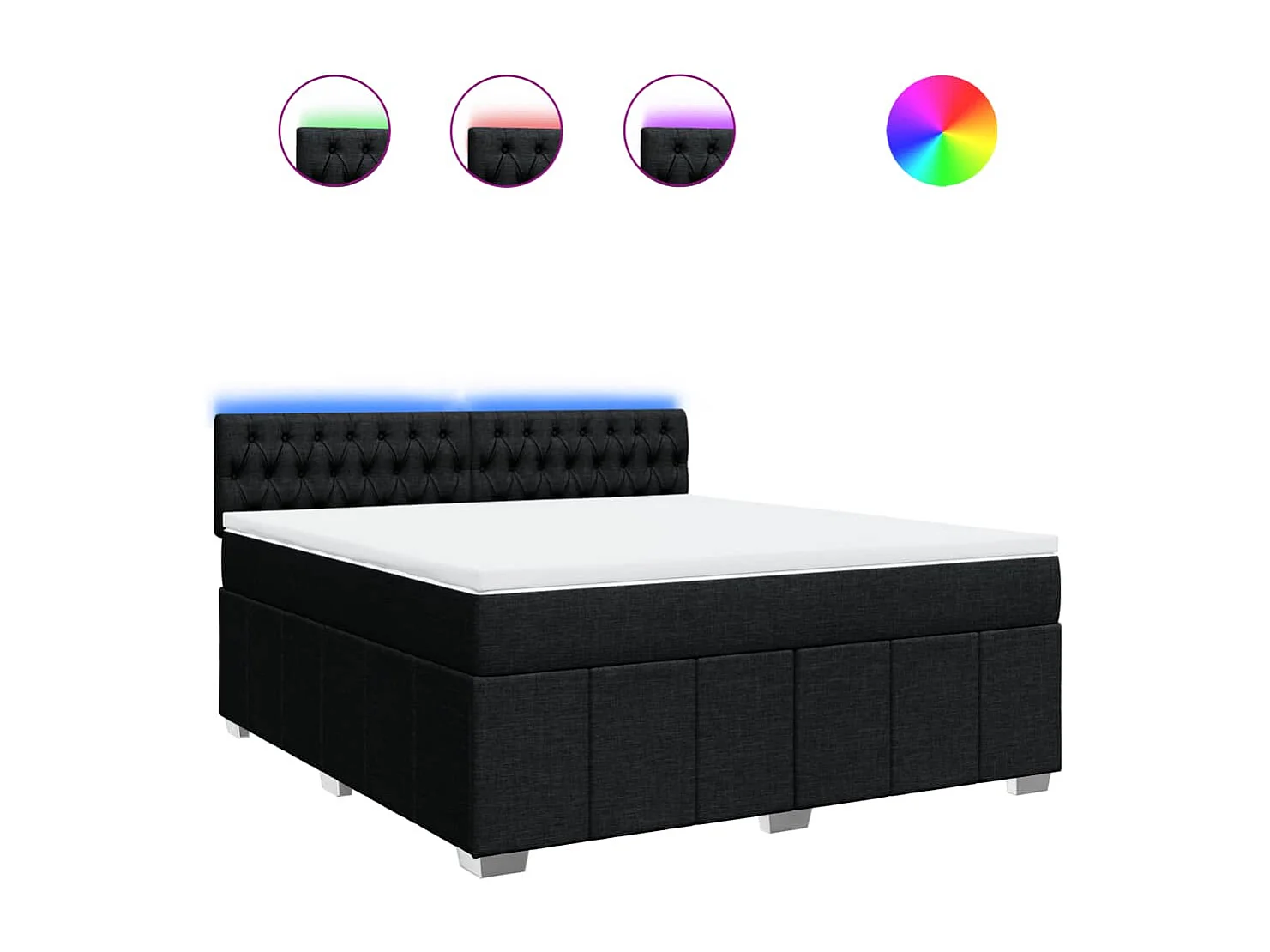 Sommier à lattes de lit avec matelas Noir 180x200 cm Tissu