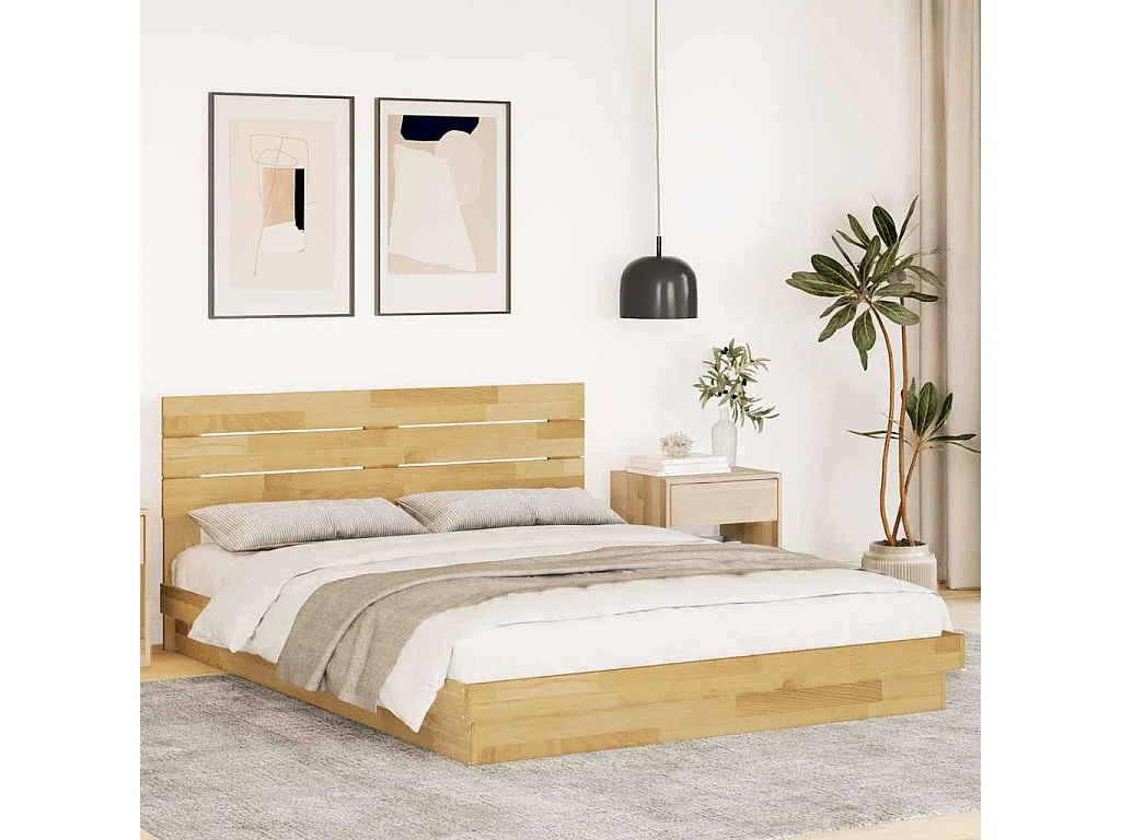 Bedframe hoofdeinde zonder matras 160x200 cm massief eikenhout