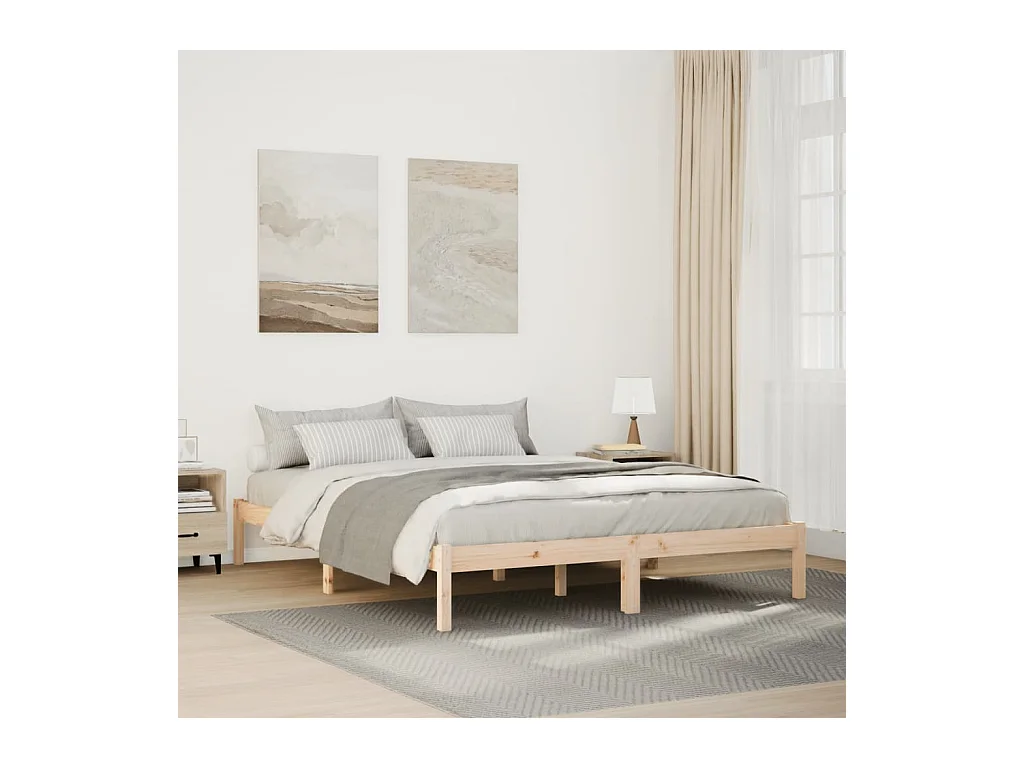 Cadre de lit extra long sans matelas 140x220 cm bois massif pin